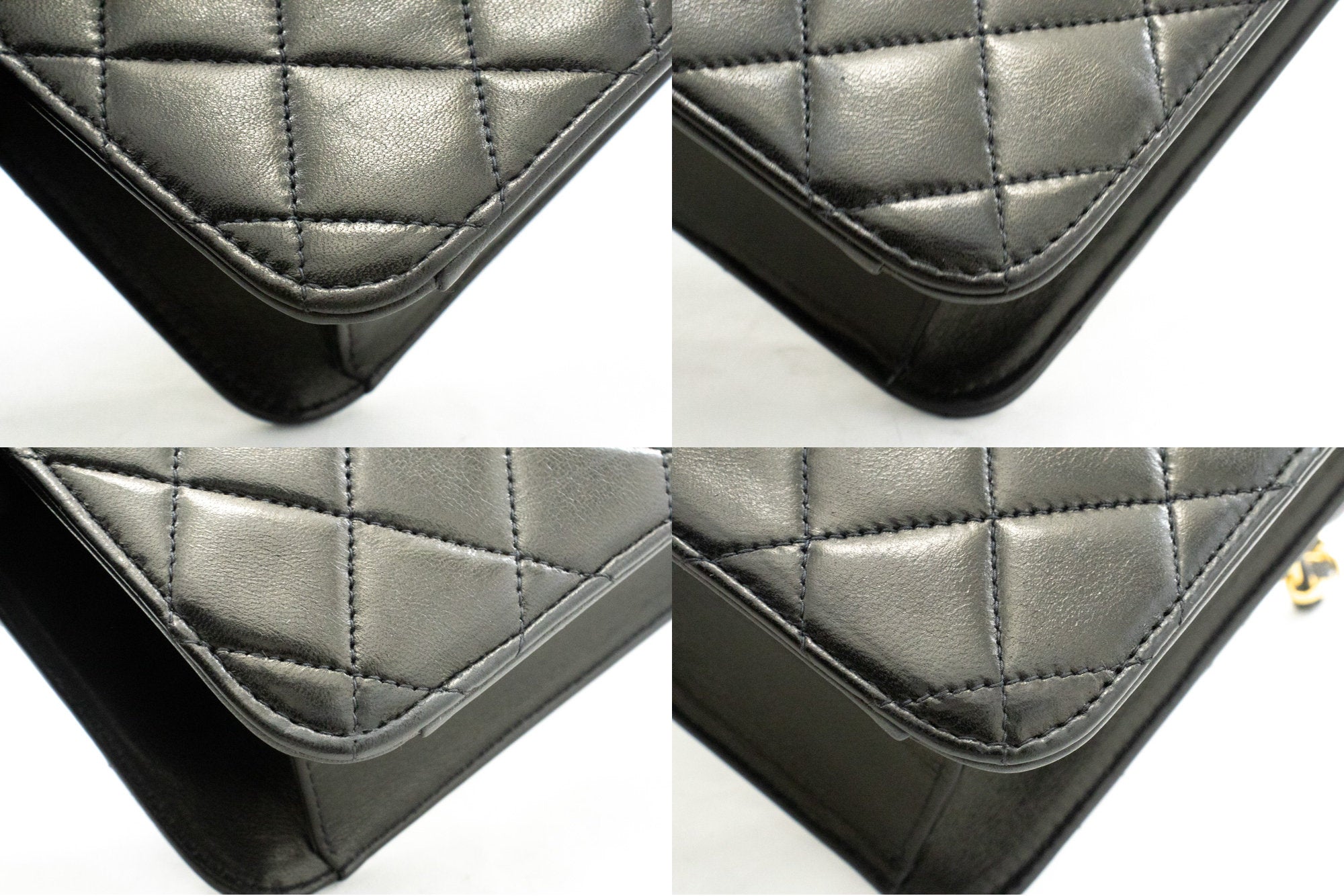 CHANEL Chain Shoulder Bag Clutch Black Quilted Flap Lambskin Purse k36