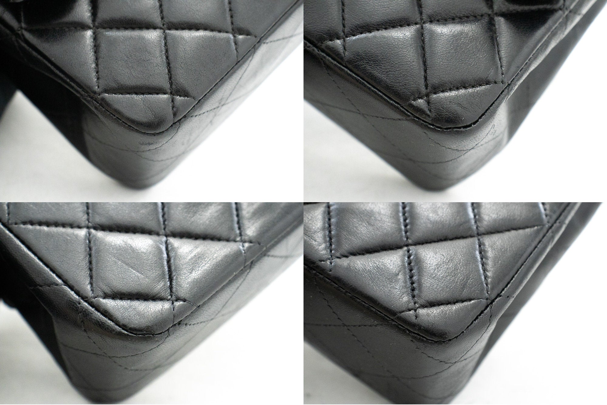 CHANEL Classic Double Flap Medium Chain Shoulder Bag Black Lamb k34