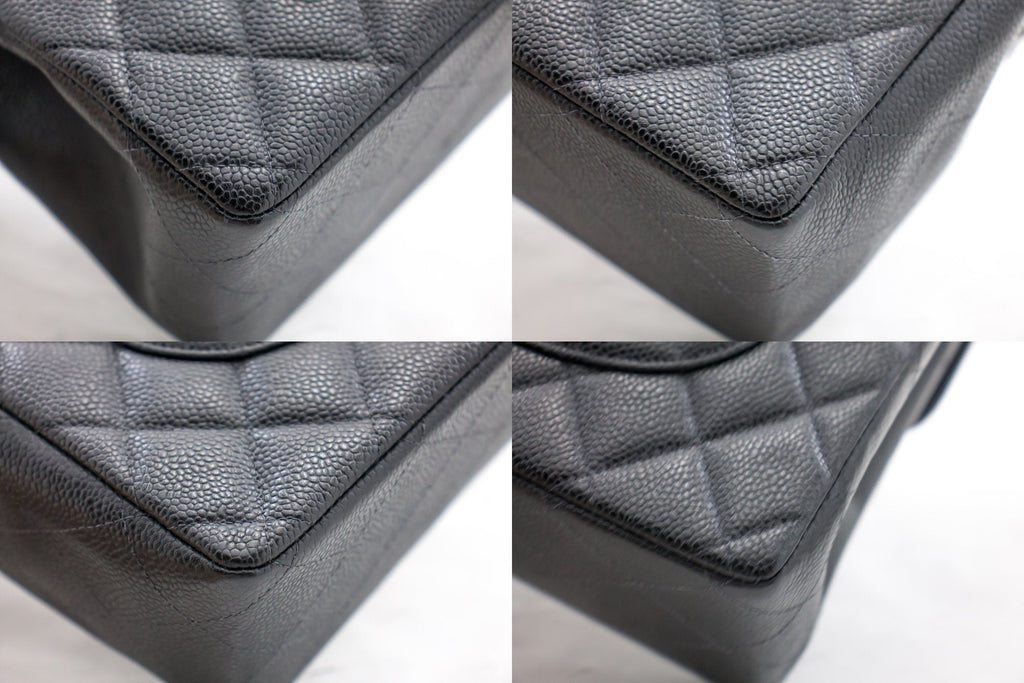 CHANEL Classic Large 11" Chain Shoulder Bag Black Grained Calfskin h58