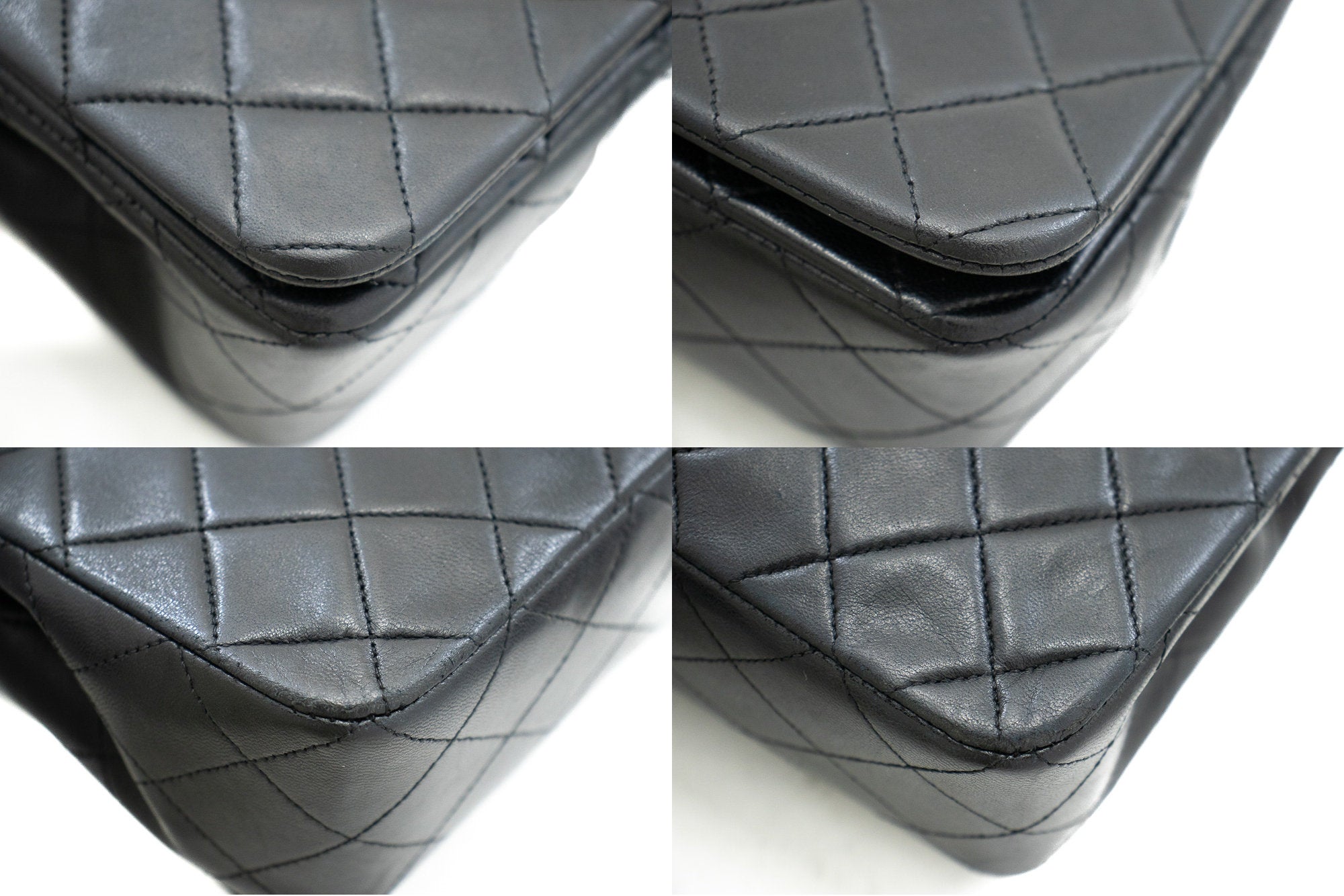 CHANEL Full Flap Chain Shoulder Bag Black Quilted Lambskin Leather j95
