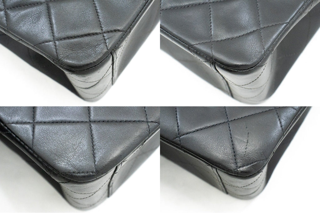 CHANEL Classic Large 13" Flap Chain Shoulder Bag Black Lambskin j58