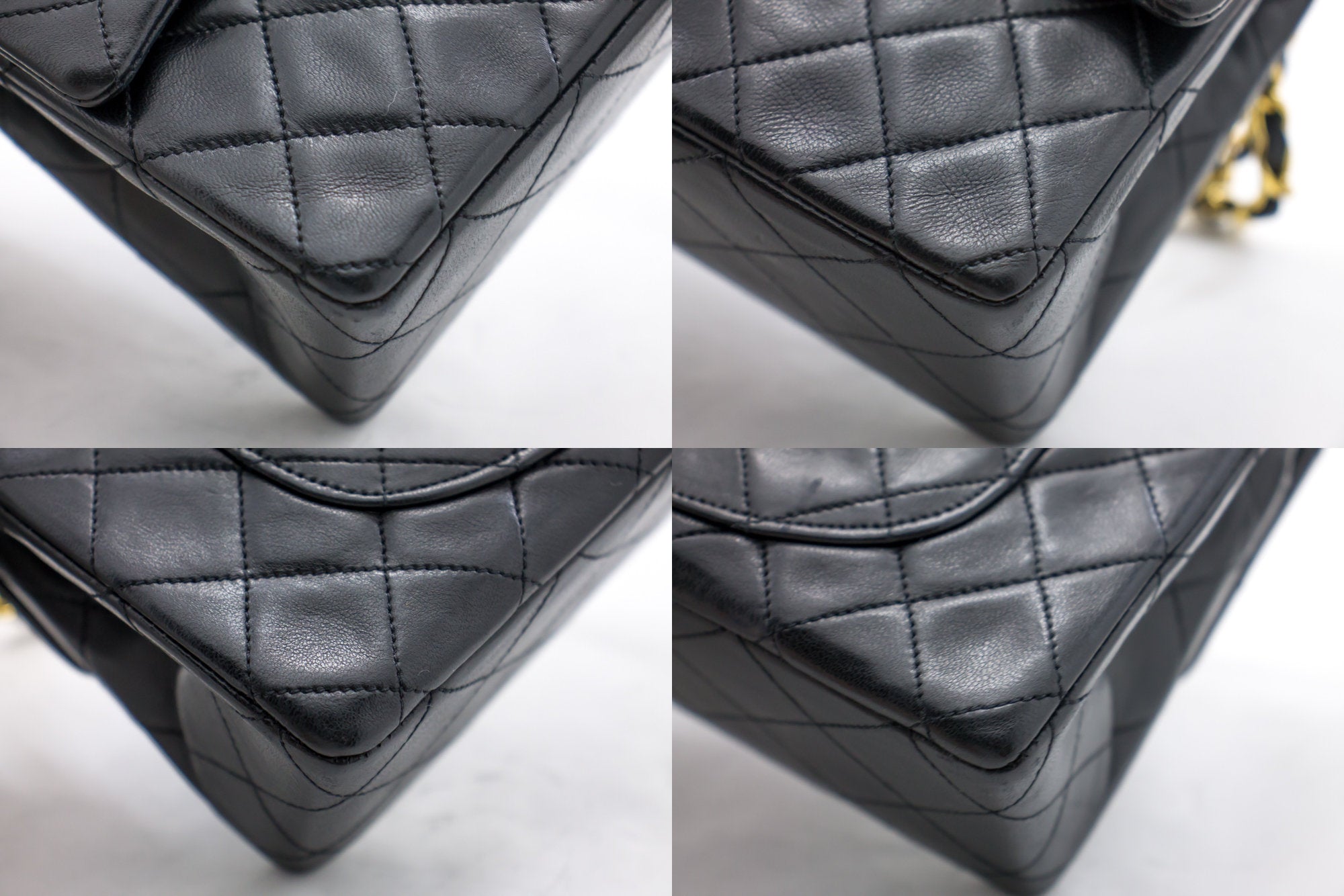 CHANEL 2.55 Double Flap Small Chain Shoulder Bag Black Lambskin h21