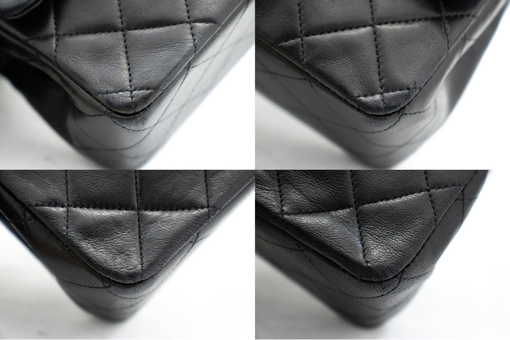CHANEL Classic Double Flap Medium Chain Shoulder Bag Black Lamb k70