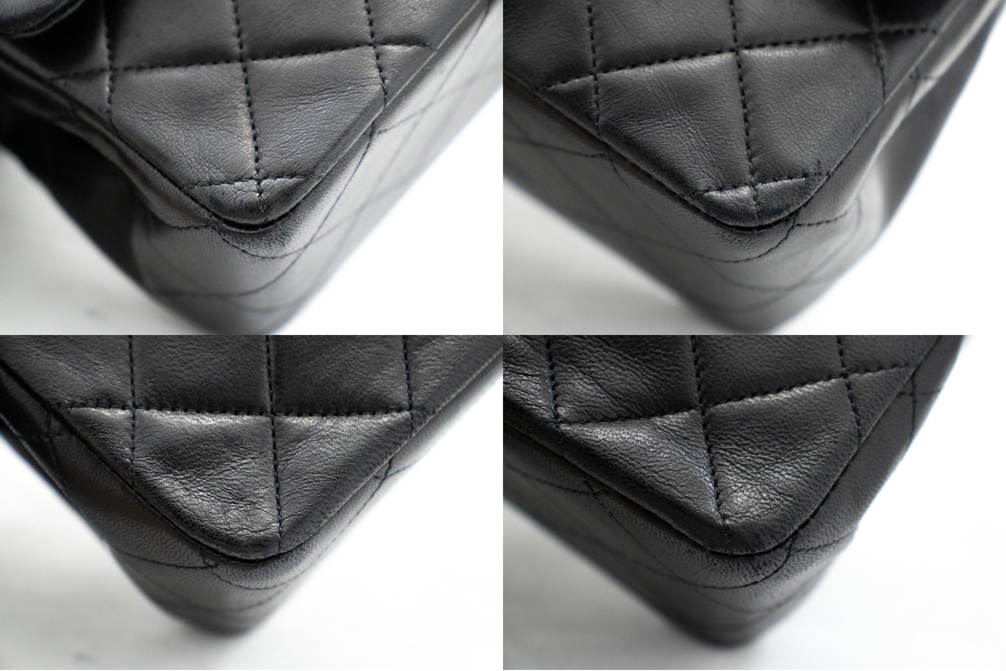 CHANEL Classic Double Flap Medium Chain Shoulder Bag Black Lamb k70