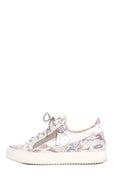 Giuseppe Zanotti Light Grey & Rose Gold Snake Embossed Sneakers SZ 37