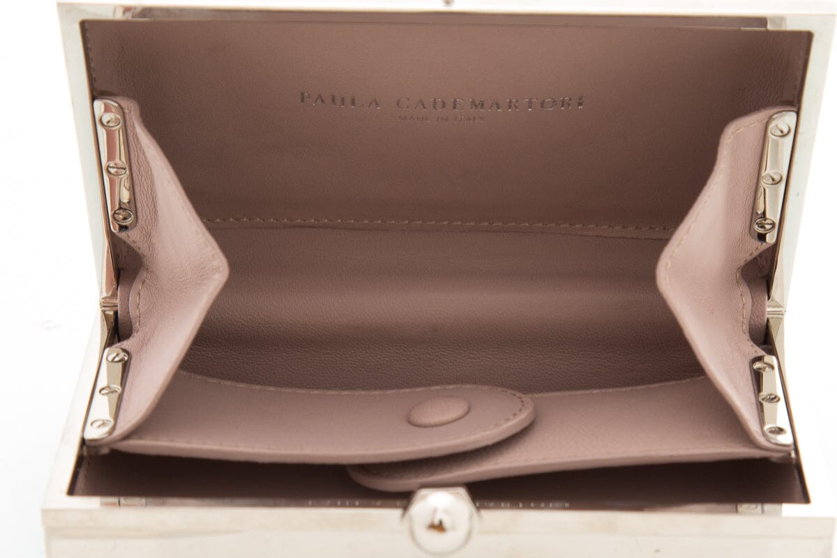 Paula Cademartori Leather Paneled Aqua & Purple Clutch NWT