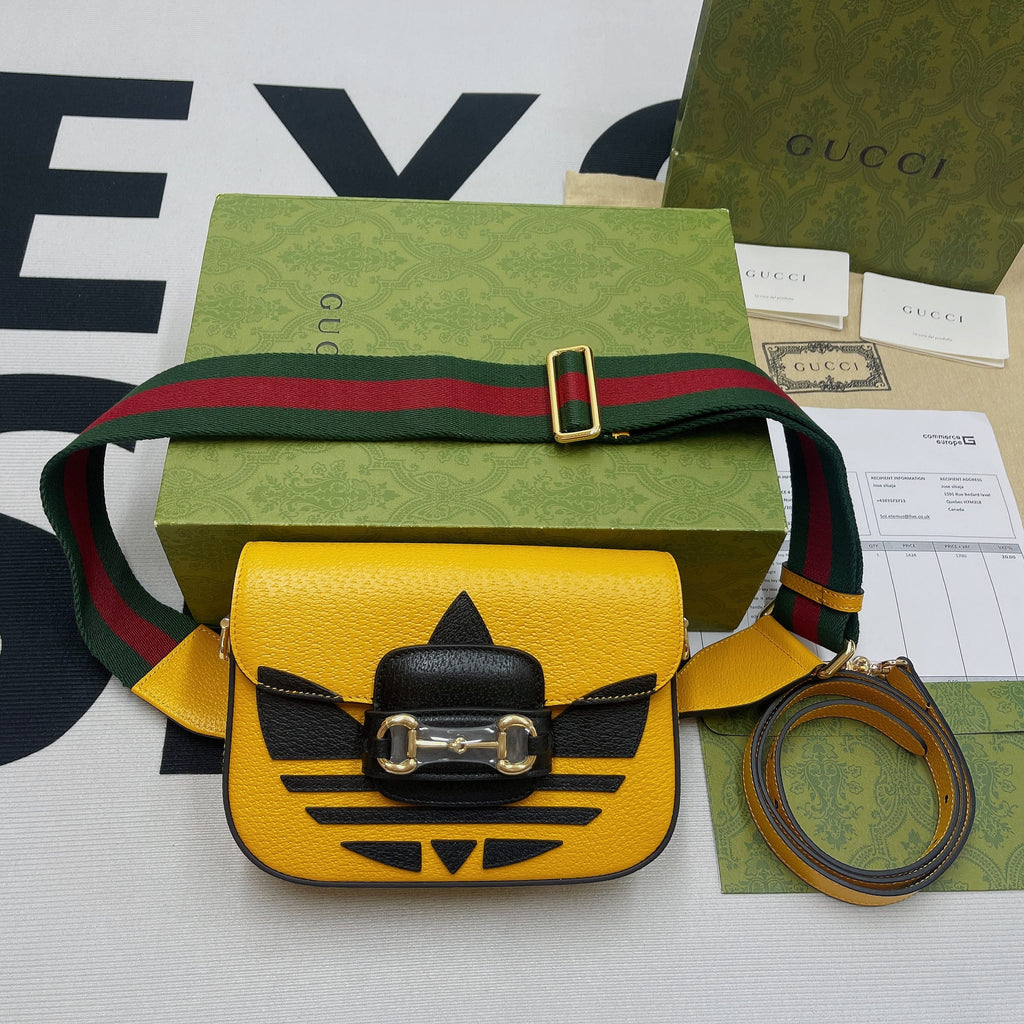 Glami x AGLAMIdas Horsebit 1955 Mini Bag Yellow For Women, Women’s Bags 8.1in/21cm Glami 658574 U3ZGLAMI 7775