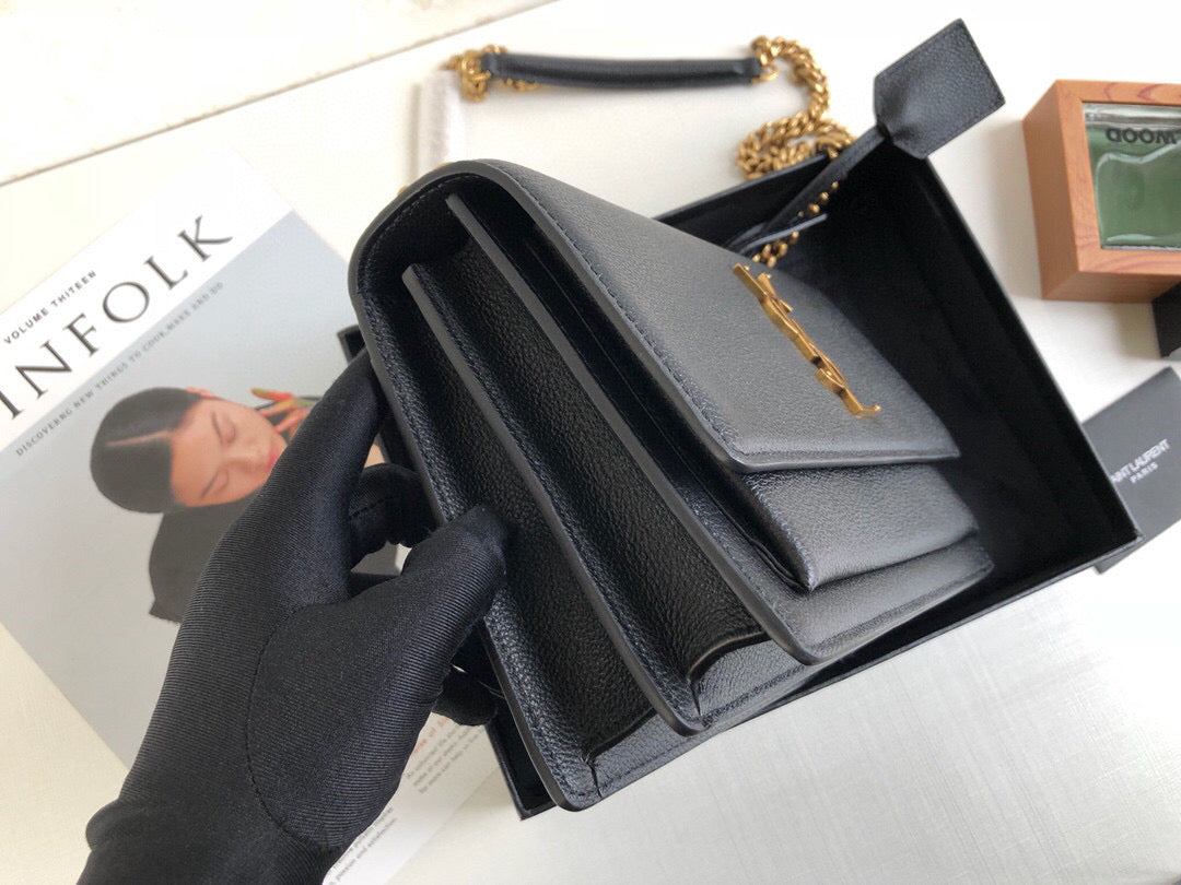 GLAMI Sunset MeGLAMIum Chain Bag Black For Women 8.6in/22cm YSL 442906D420W1000