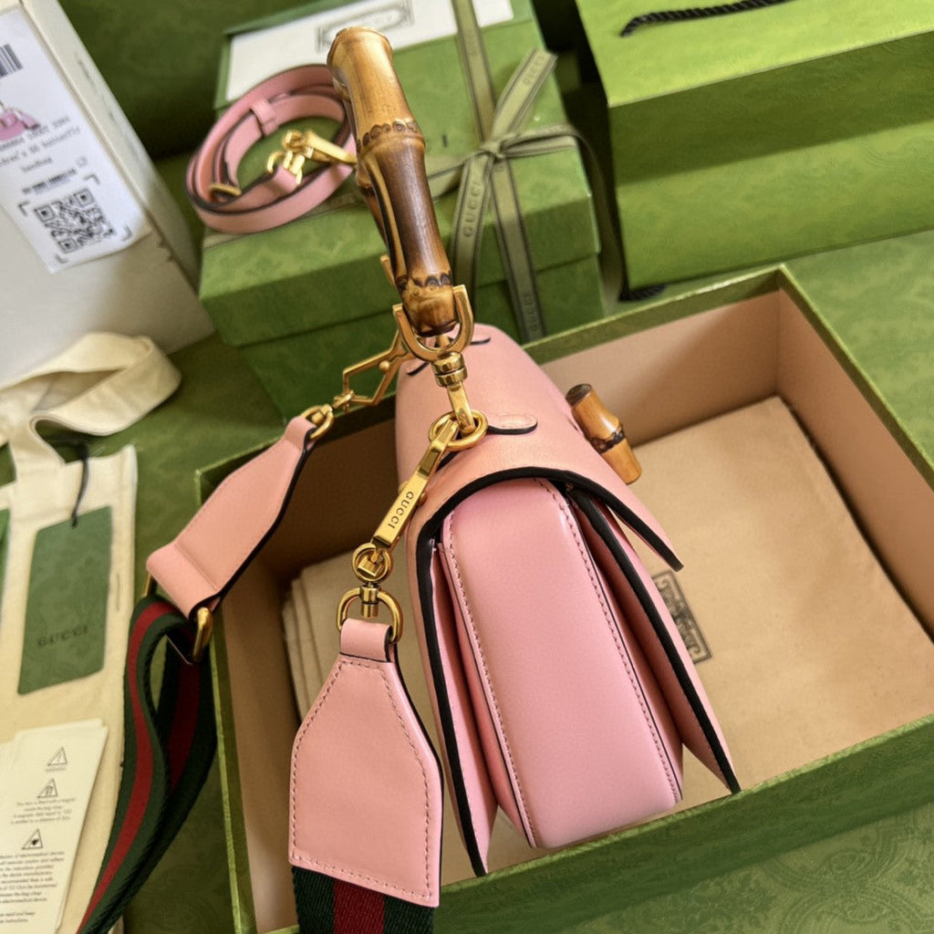 gg Bamboo 1947 Small Top Handle Bag  Pink  For Women 8.3in/21cm gg 675797 10ODT 5467
