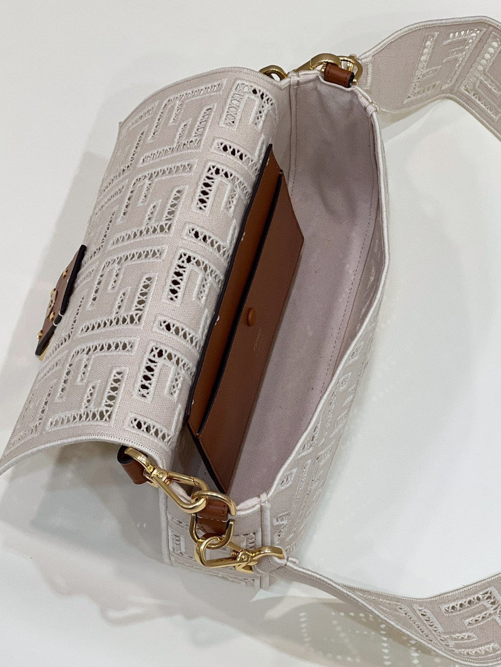 FI Baguette White with Embroidery MeGLAMIum Bag For Woman 28cm/11in
