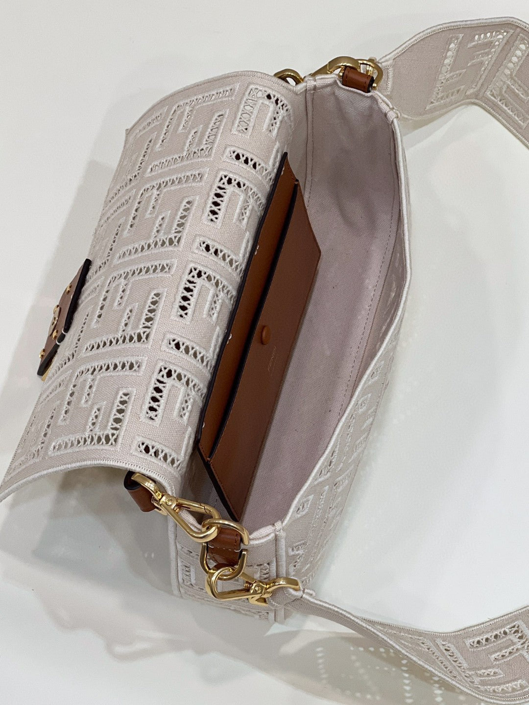 FI Baguette White with Embroidery MeGLAMIum Bag For Woman 28cm/11in