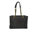 Chanel Vintage Black Quilted Caviar Grand Shopping Tote