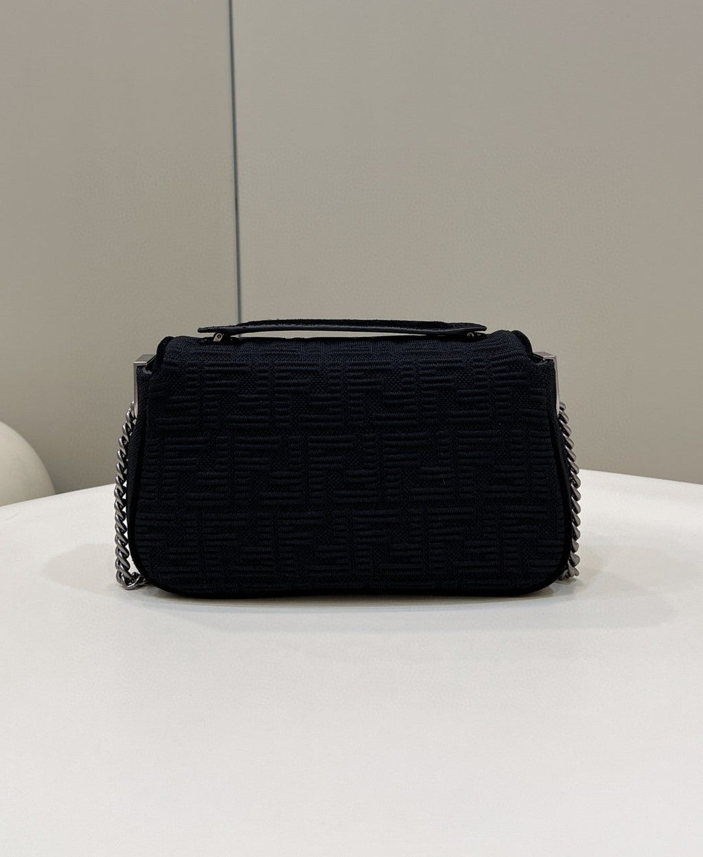 FI Baguette Chain MiGLAMI Black FF Fabric Bag For Woman 14.5cm/6in