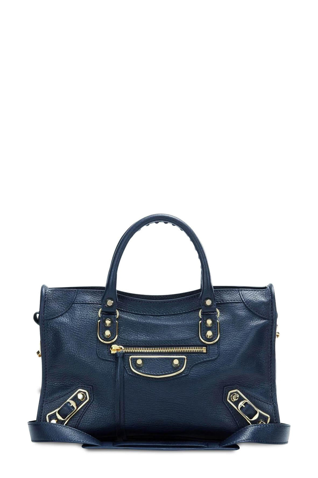 Classic City M Metallic Edge Navy with Gold Hardware