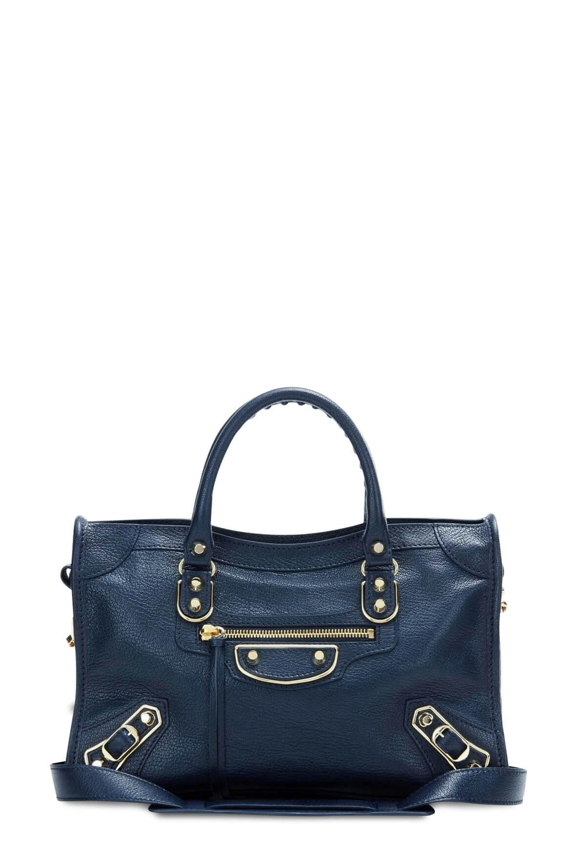 Classic City M Metallic Edge Navy with Gold Hardware