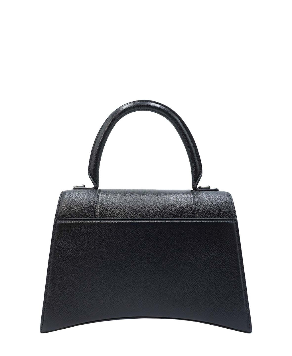 Grained Calfskin Hourglass Medium Top Handle Bag Black