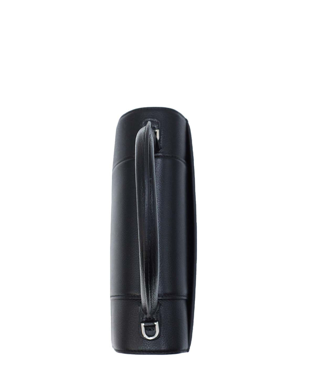 Grained Calfskin Hourglass Medium Top Handle Bag Black