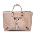 Balenciaga Papier Merino Lamb Wool Tapioca Beige Satchel
