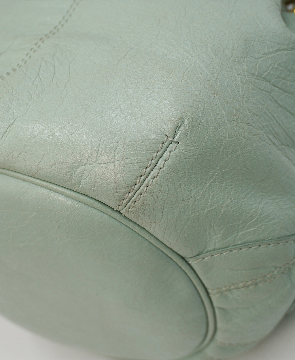 Pompon City Bucket Bag Mint