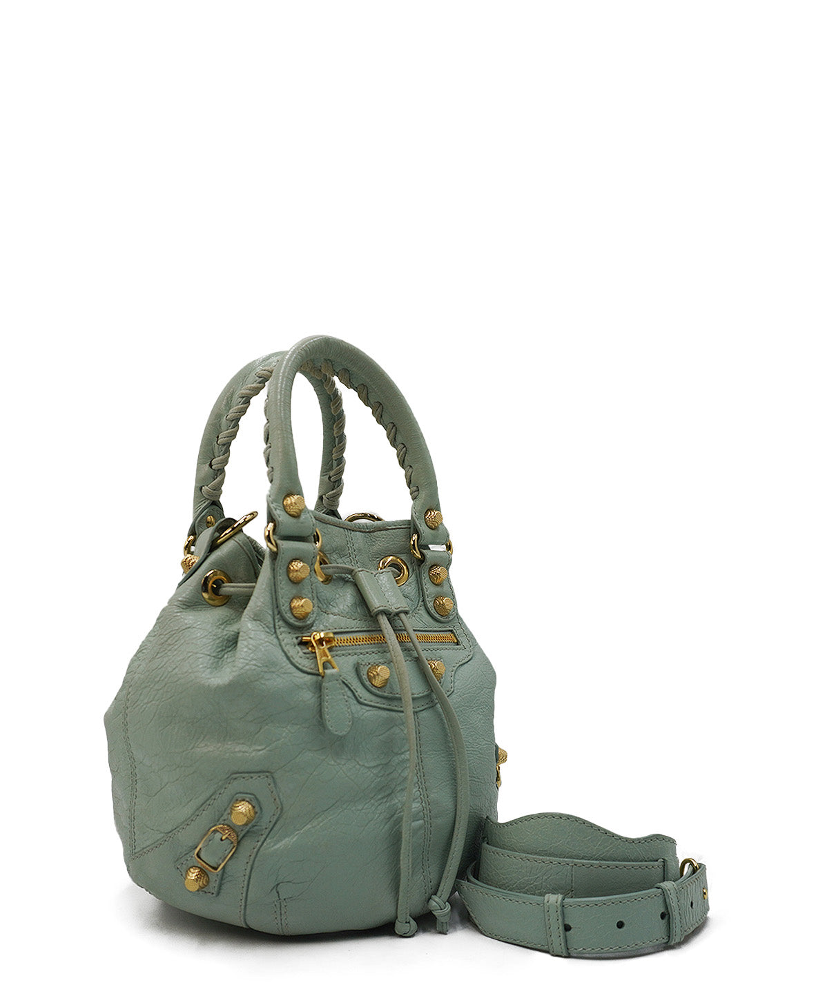 Pompon City Bucket Bag Mint