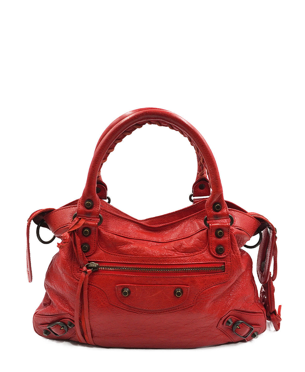 Small Classic City Metallic Edge Leather Red