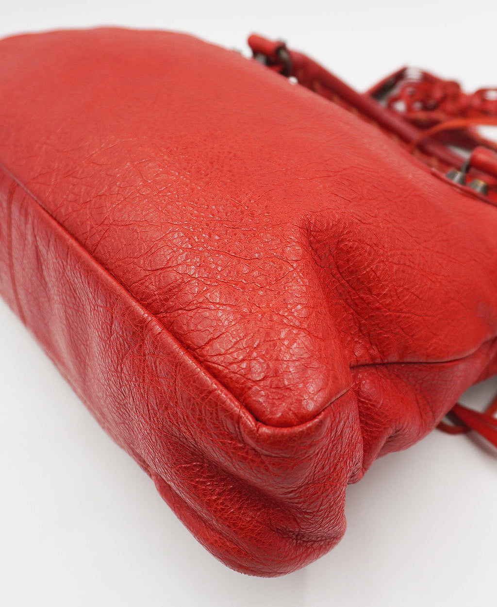 Small Classic City Metallic Edge Leather Red