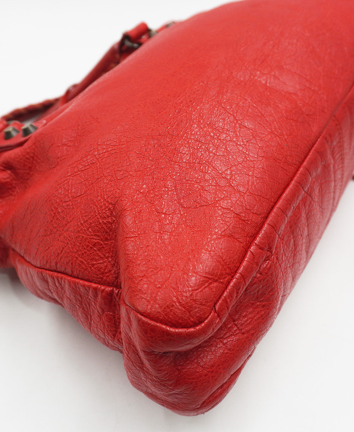 Small Classic City Metallic Edge Leather Red