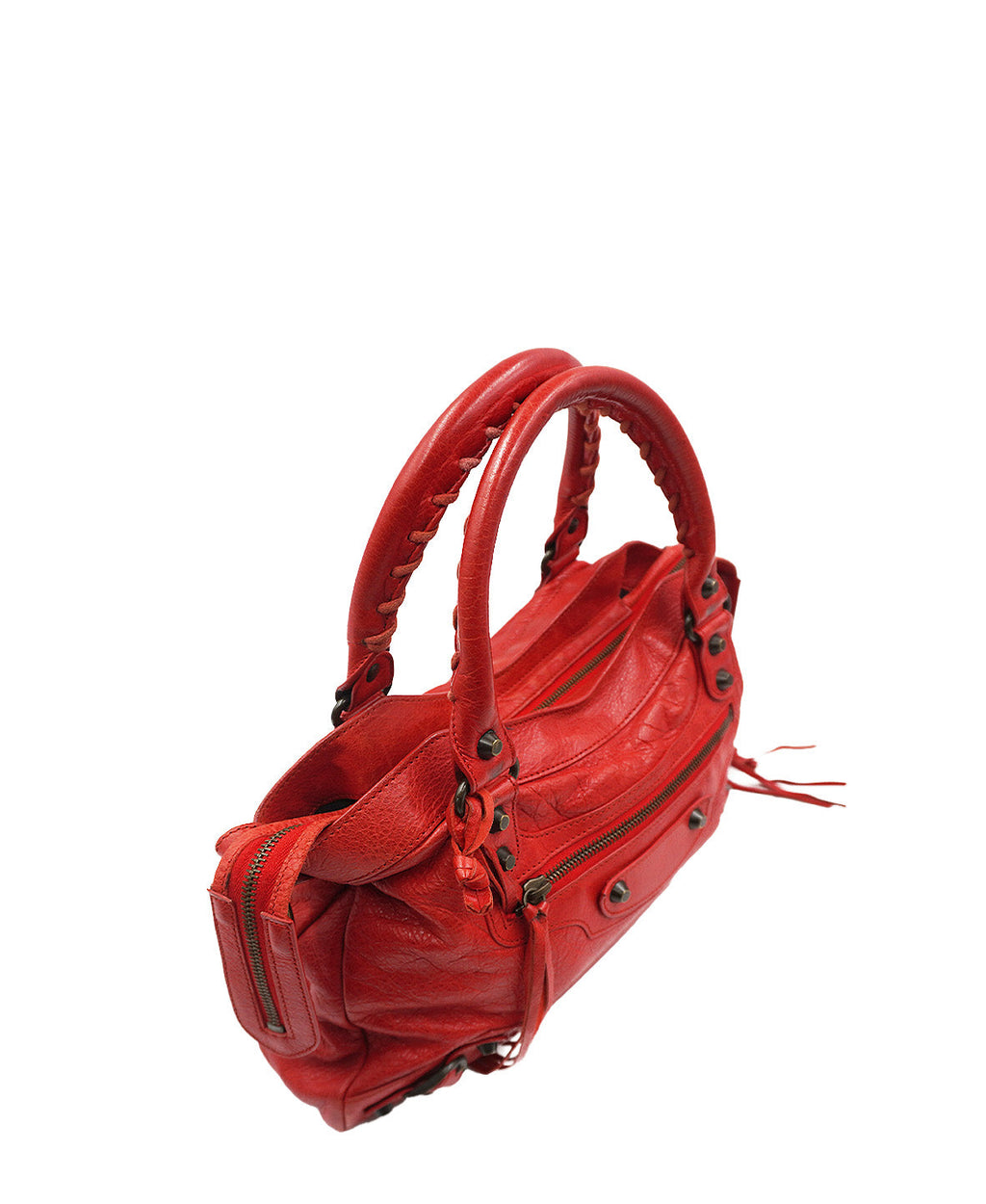 Small Classic City Metallic Edge Leather Red