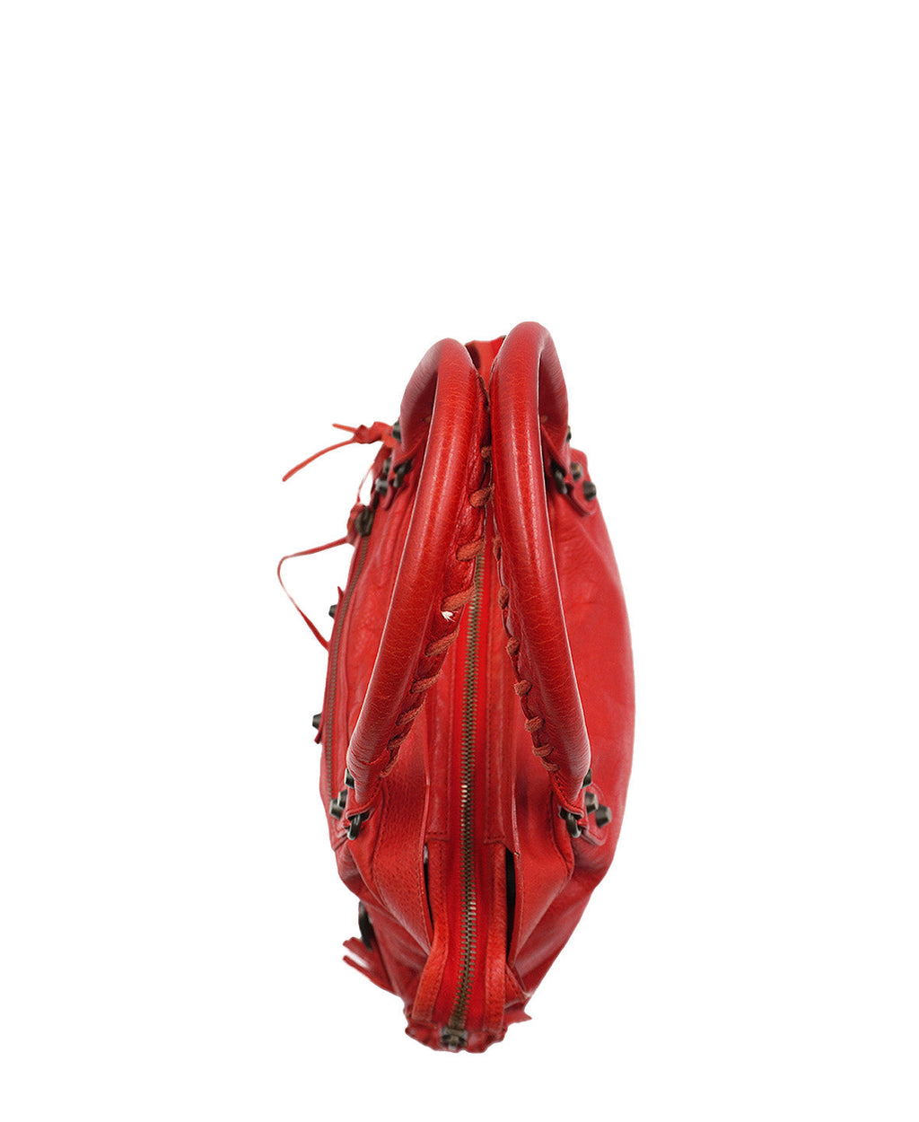Small Classic City Metallic Edge Leather Red