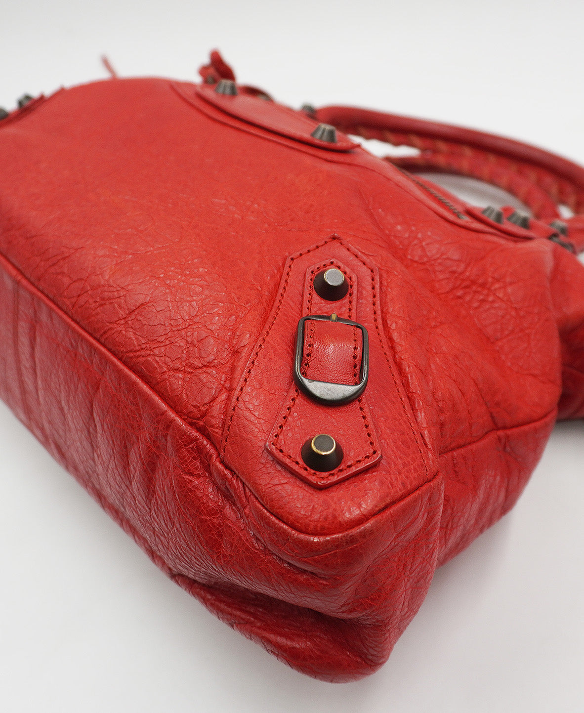 Small Classic City Metallic Edge Leather Red