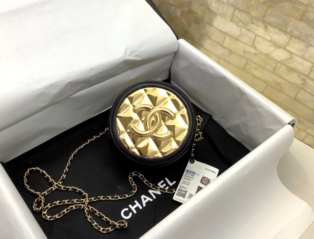 CHLRound Sling Bag Gold Toned For Women 4.7in/12cm