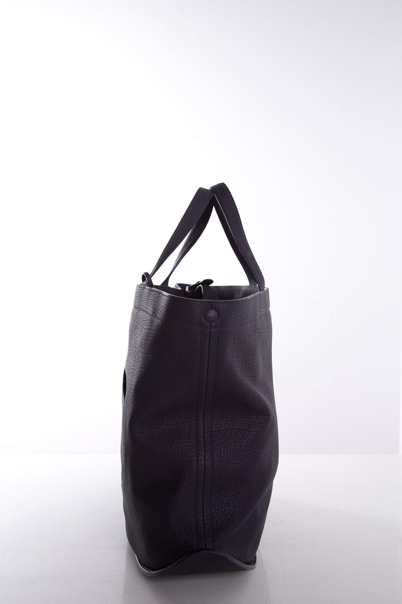 Delvaux Navy Grained Leather Pin Cabas Shoulder Strap Tote