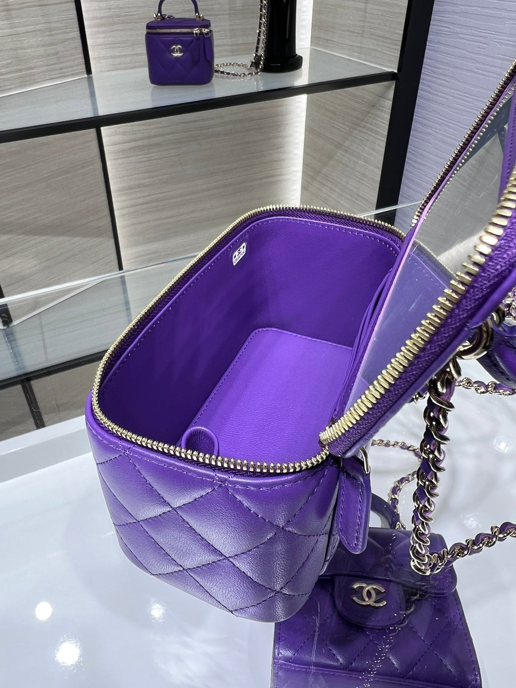 CHLVanity With Chain Silver Hardware Purple For Women Handbags, Shoulder Bags 6.7in/17cm