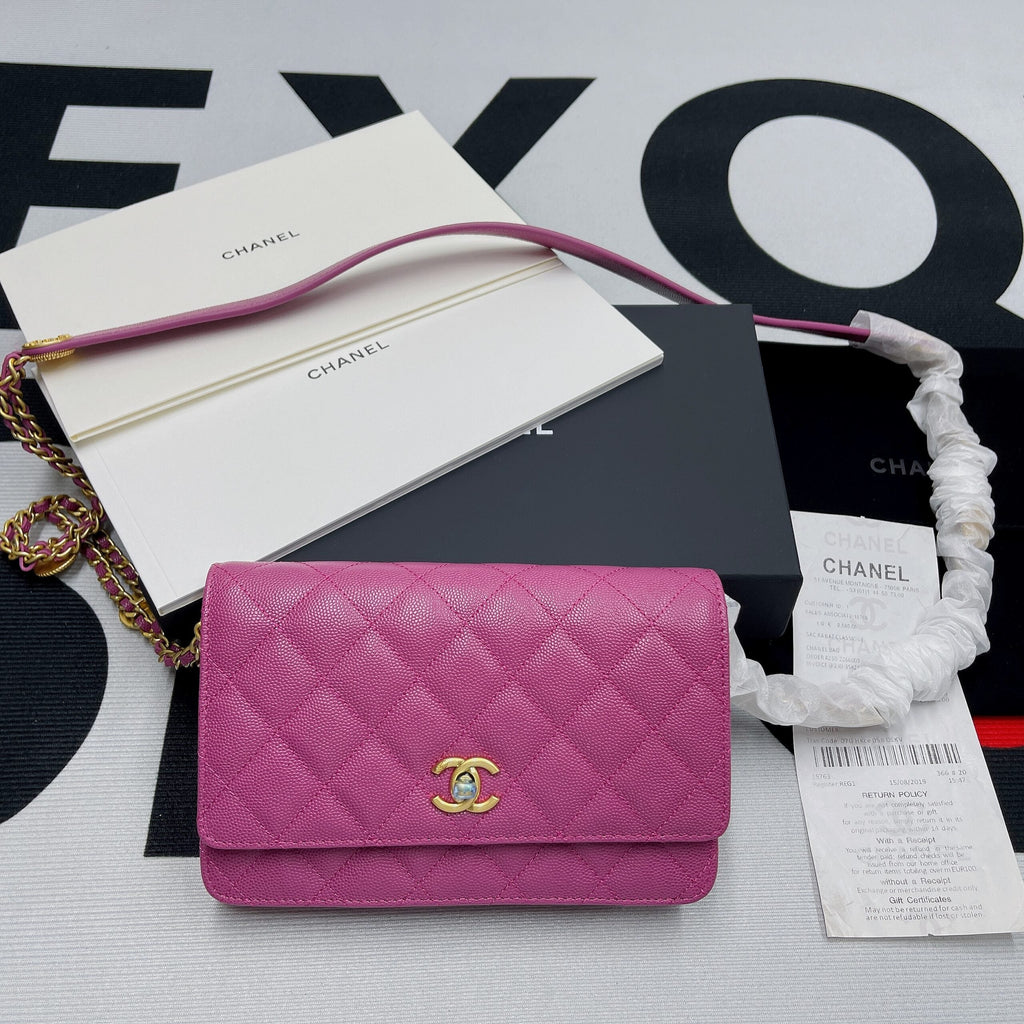 CHLSmall Flap Bag Gold Hardware Plum For Women, Women’s Handbags, Shoulder Bags 7.5in/19cm AP2840