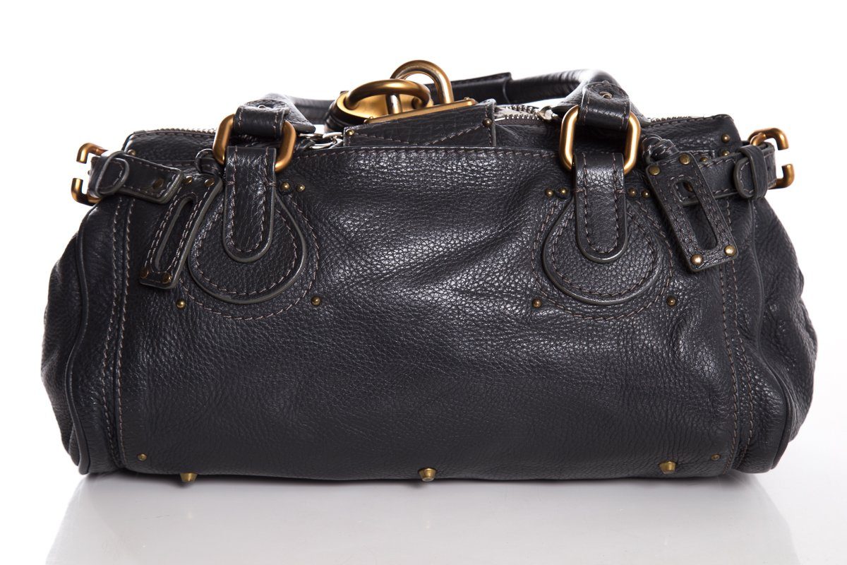 ChloÃƒÆ’Ã‚Â© Midnight Navy Leather Pad-Lock Large Shoulder Bag