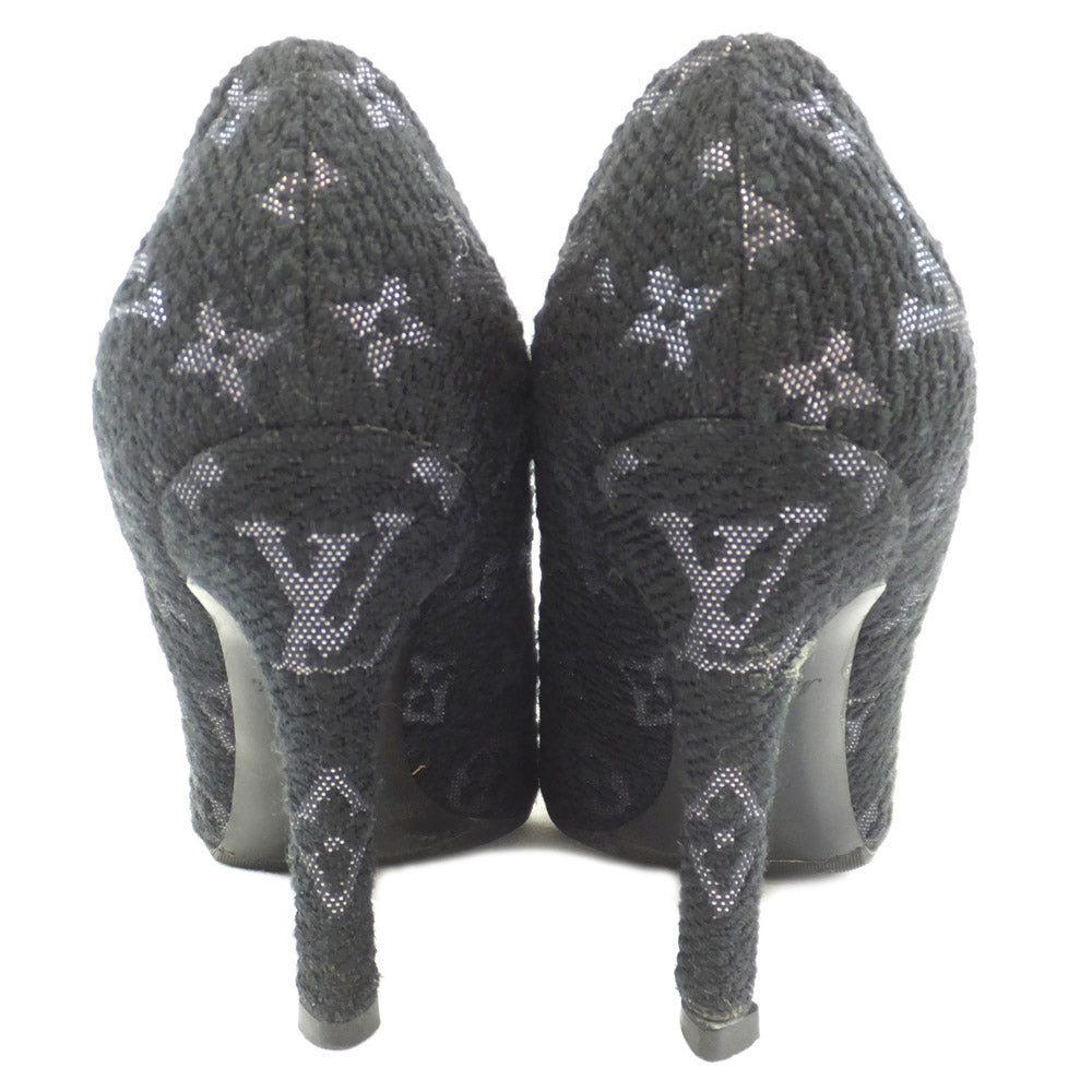 Louis Vuitton Monogram Twin Pump Heels Size 35 22.0cm Equivalent Black Suede  Shoes