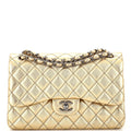 CHANEL Classic Double Flap Bag Quilted Metallic Lambskin Jumbo