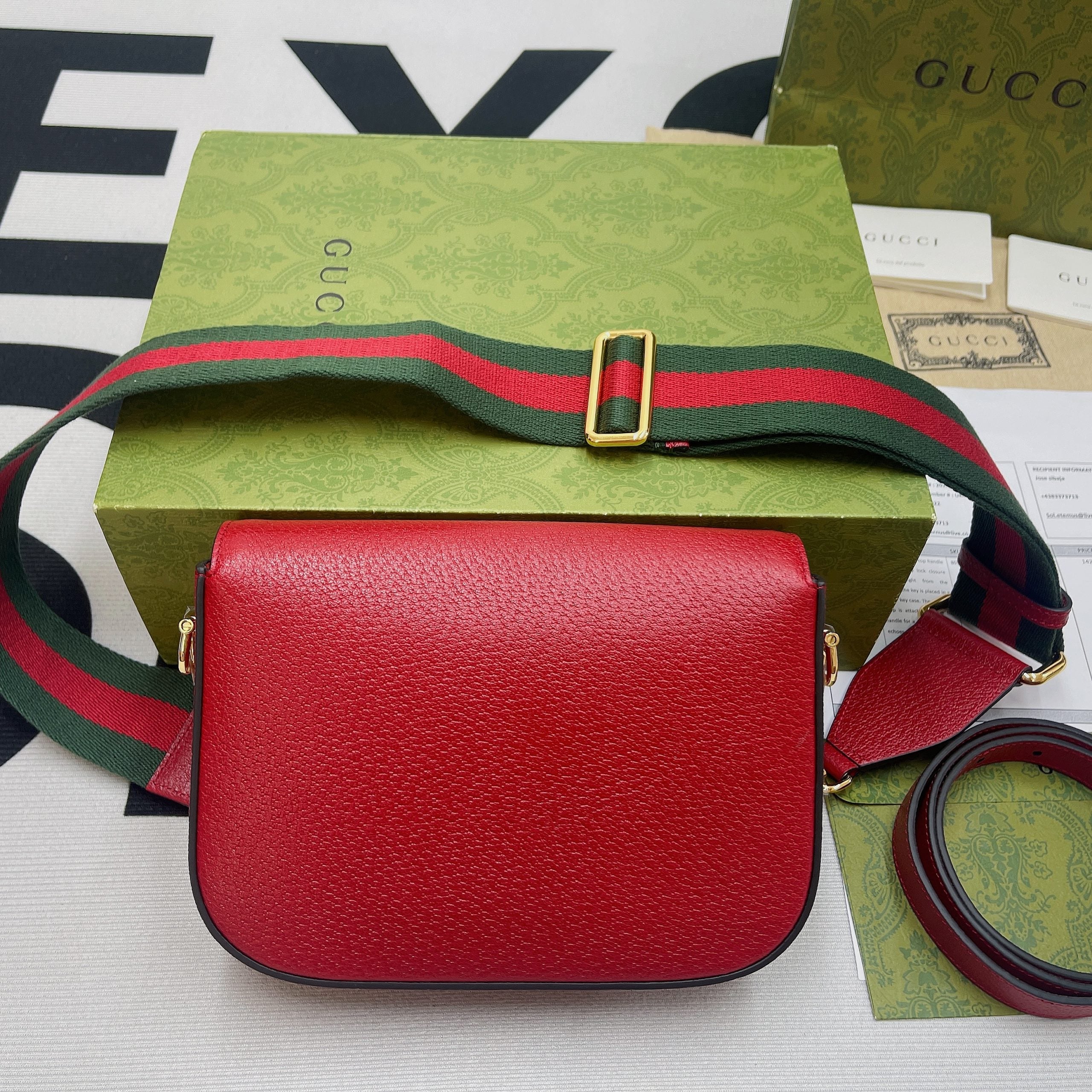 gg x Adidas Horsebit 1955 Mini Bag Red For Women, Women’s Bags 8.1in/21cm gg 658574 U3ZDG 6563
