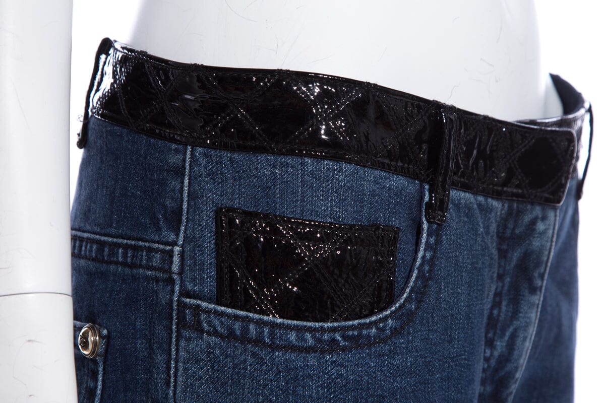 Chanel Denim Patent Leather Accent Jeans SZ 40