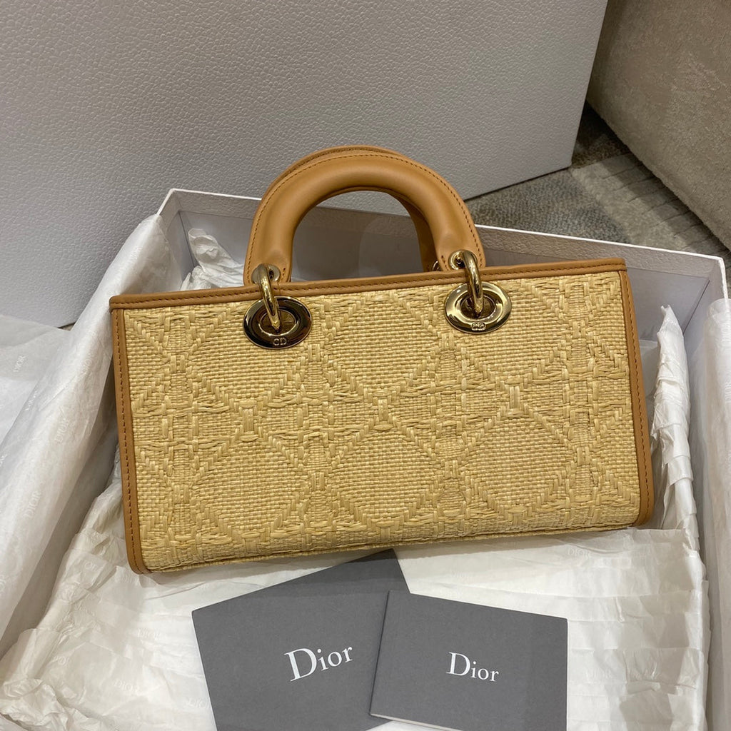 GLAMI Lady D-Joy Bag Natural Cannage Raffia, Brown Handbags, 26cm CD M0540OMBD_M925