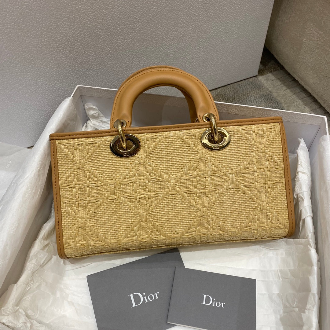 GLAMI Lady D-Joy Bag Natural Cannage Raffia, Brown Handbags, 26cm CD M0540OMBD_M925