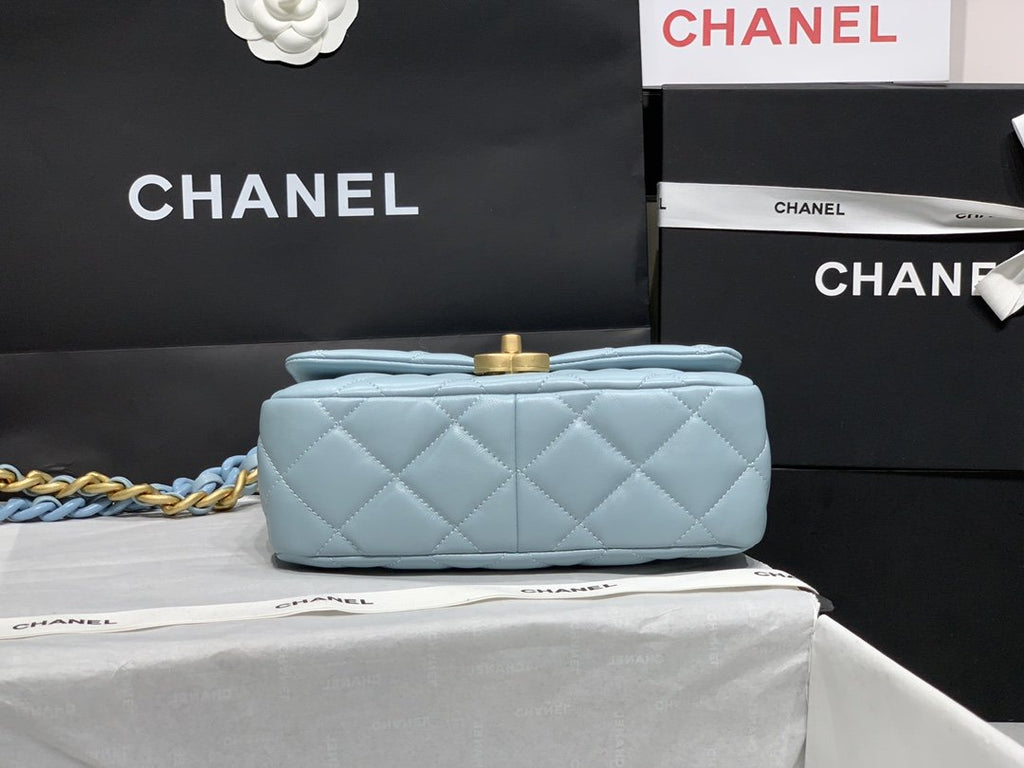 CHLSmall Flap Bag Gold-Tone Metal Blue Bag For Women 16cm/6.2in