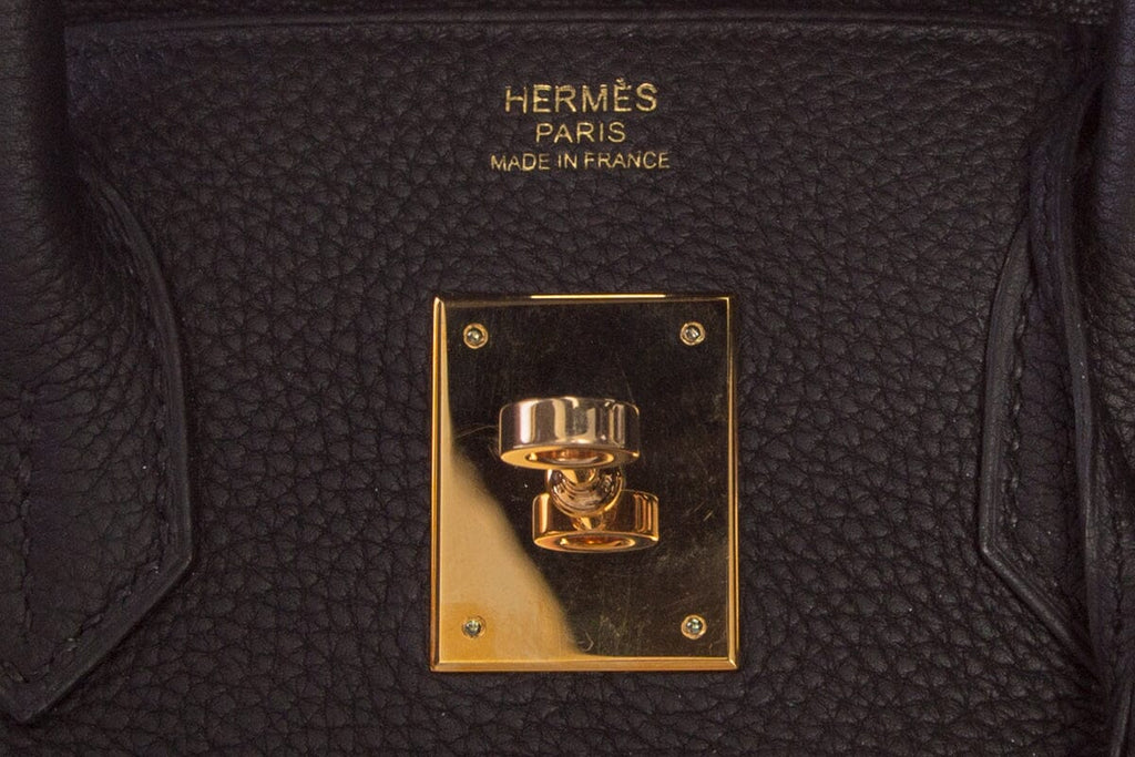 HermÃƒÆ’Ã‚Â¨s Noir  togo Birkin 30 RGHW Handbag
