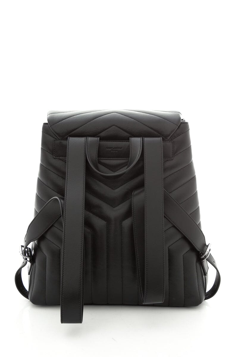 Saint Laurent Black Lou Lou Chevron Lambskin Backpack W/ Silvertone HW
