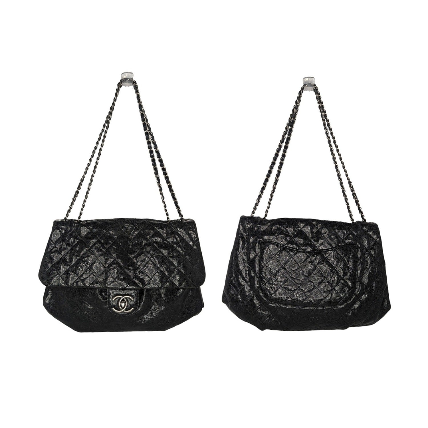 Chanel Elastic CC Flap Bag Glazed Caviar Hobo Shoulder Bag
