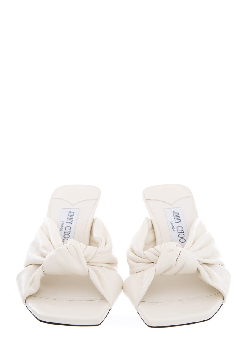 Jimmy Choo Ivory Leather Twist Knot Open Toe Sandals SZ 37