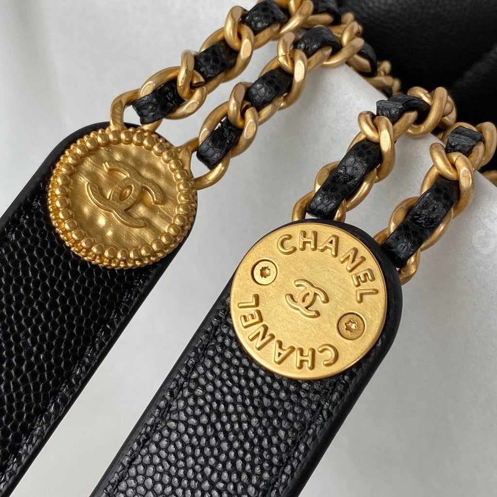 CHLMini GlamIap Bag With Top Handle Gold Hardware Black For Women Handbags, Shoulder Bags 7.9in/20cm AS2431