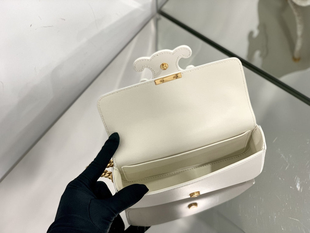 GLAMI Chain Shoulder Bag Cuir Triomphe White For Women 7.9in/20cm