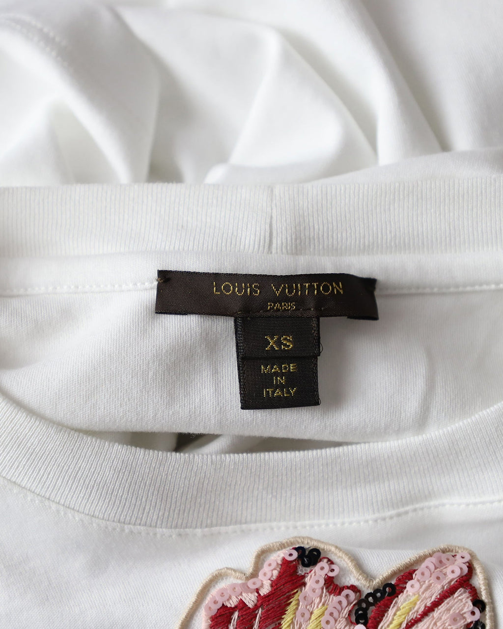 Louis Vuitton Flower Embroidered T-Shirt in White Cotton