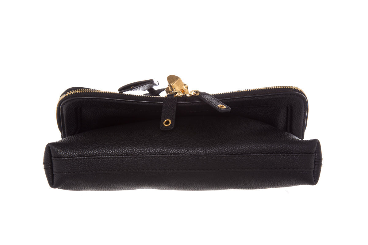 Alexander McQueen Black Calfskin Padlock Skull Clutch